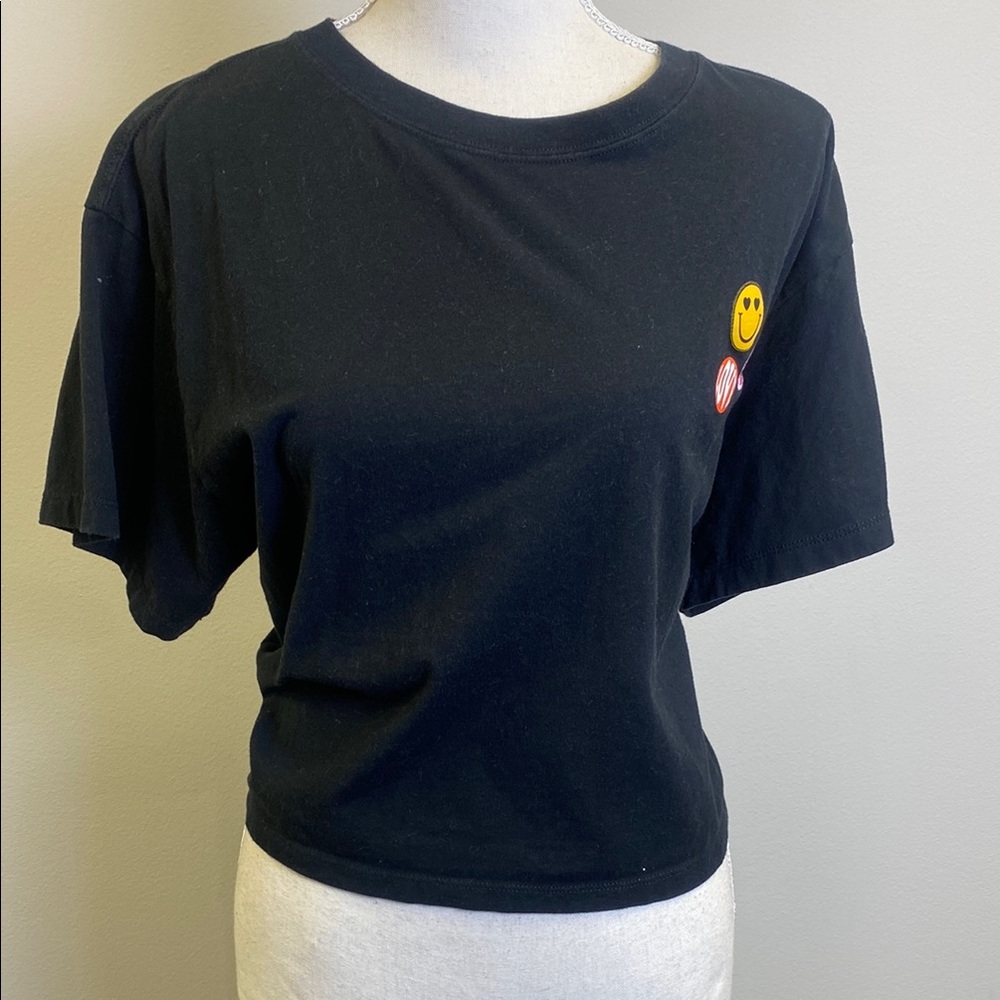 Champion Black Short Sleeve Tee with Smiley Patch